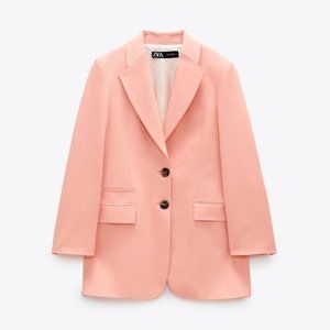 ZARA LAPEL COLLAR PEACH BLAZER JACKET